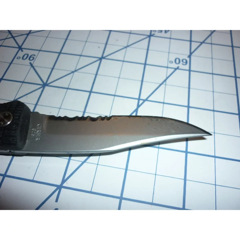 Vintage Gerber Gator 625 Folding Knife Partially Serrated USA Made With Sheath